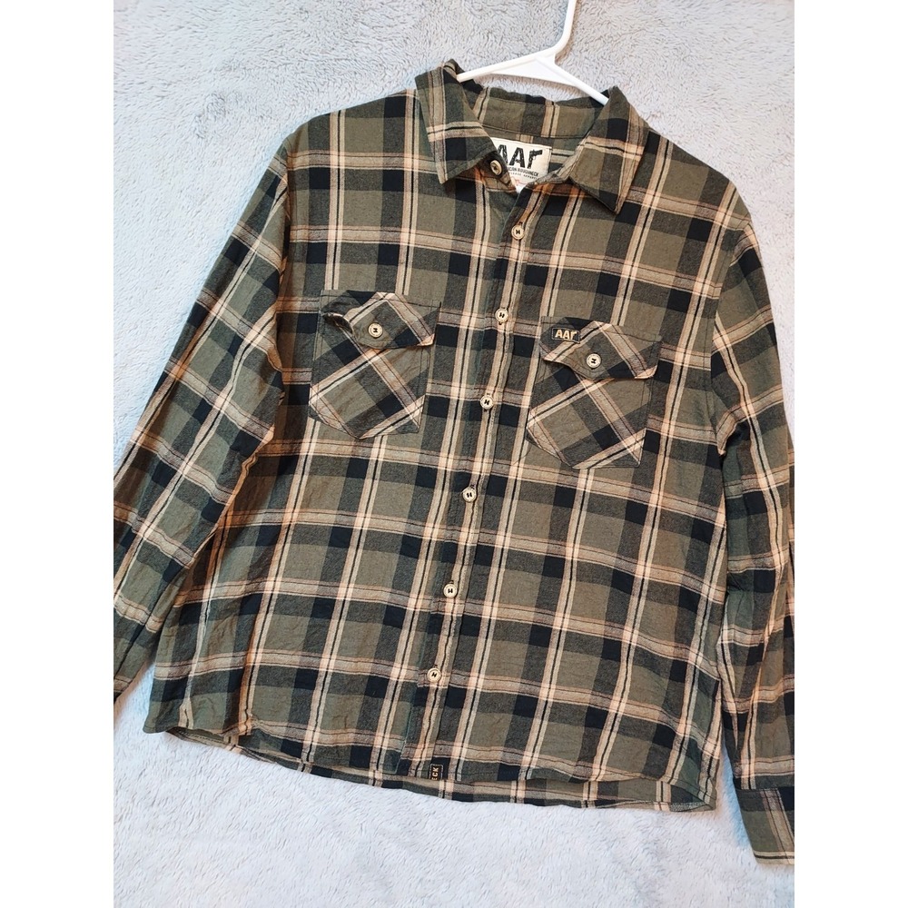 All American Roughneck Shirt Mens Small AAR Custom Flannel Workwear Green S